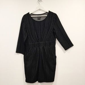 Women's Papillon Comfy Formal Workwear Geometric Design Ruched Midi Dress Sz L